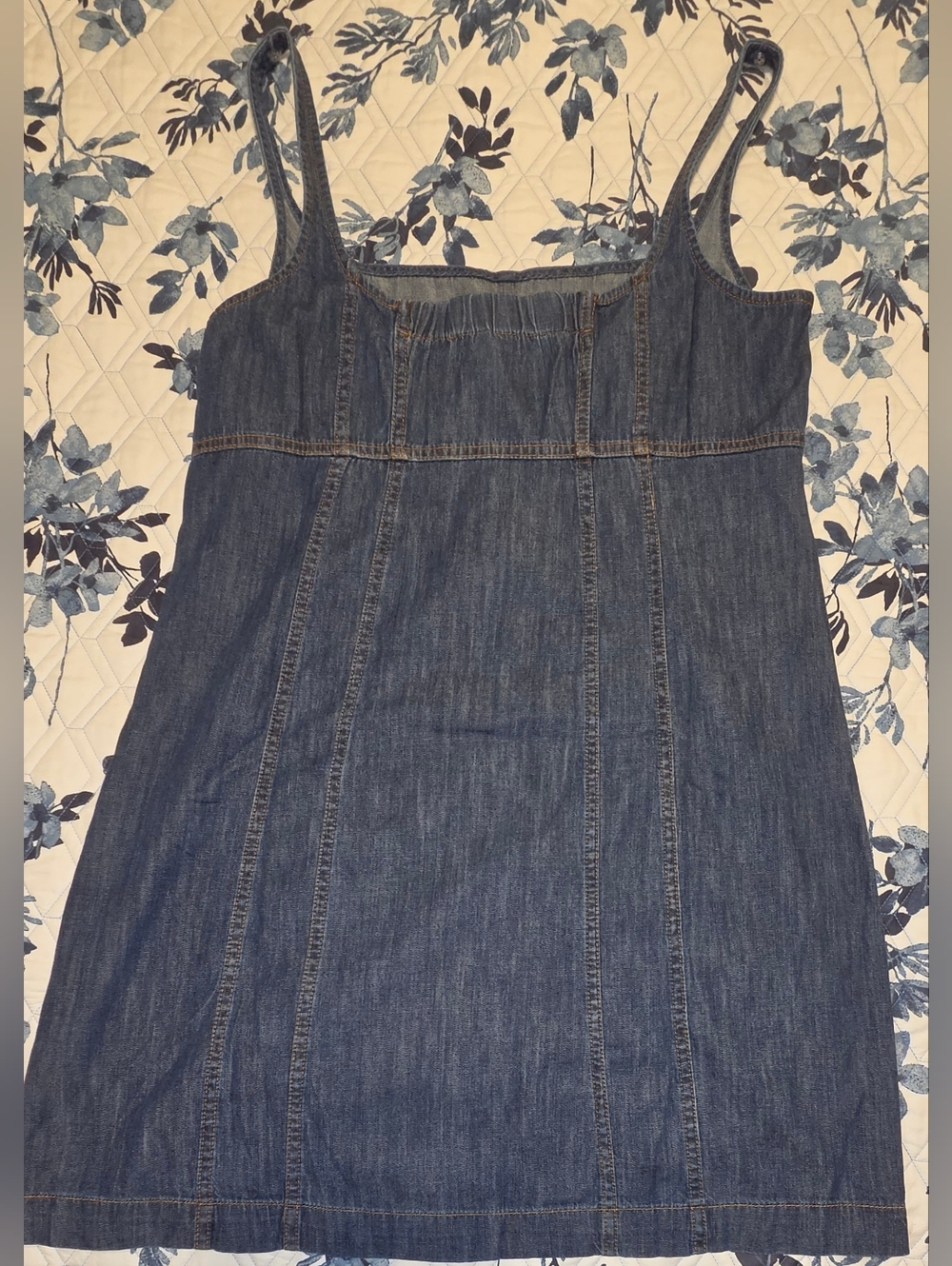 J.Crew NWT Denim Mini Dress Size 12 Stretch Back Smocked Sleeveless A-Line - Picture 3 of 5